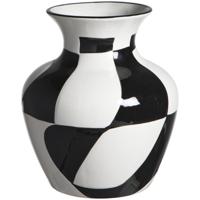 Leen Bakker - Vaas Abstract Off-white/zwart - 22xØ19 Cm - Keramiek - Zwart#Wit