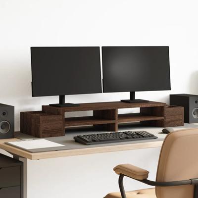 Monitorstandaard met opbergruimte 100x27x15 cm hout bruin eiken