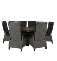 Qopps Perth tuintafel 150 rond antraciet met Orlon verstelbare tuinstoel