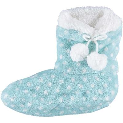 Apollo Hoge sloffen/pantoffels stippenprint - voor kinderen - lichtblauw - maat 28-30