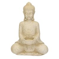 Boeddha theelichthouder grijs 27 cm   -
