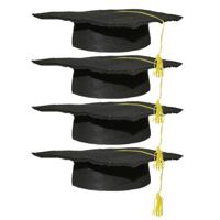 Geslaagd thema hoedje voor kinderen - Set van 4x stuks - verkleed feestartikelen - afstudeer hoedje