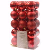 Kerst kerstballen rood mix 6 cm Elegant Christmas 30 stuks - thumbnail