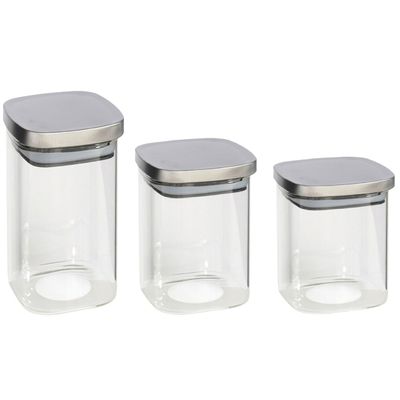 Set van 3x keuken voedsel opslag voorraadpotten glas in 3 formaten