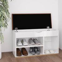 VidaXL Schoenenbank met kussen 80x30x47 cm bewerkt hout hoogglans wit