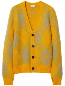 Burberry Argyle patterned-jacquard wool cardigan - Orange