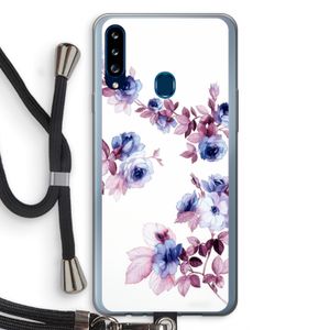 Waterverf bloemen: Samsung Galaxy A20s Transparant Hoesje met koord