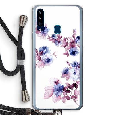 Waterverf bloemen: Samsung Galaxy A20s Transparant Hoesje met koord