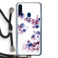 Waterverf bloemen: Samsung Galaxy A20s Transparant Hoesje met koord