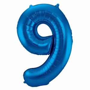 Folat Verjaardag Leeftijd folieballon - 9 jaar - blauw - 86 cm - cijferballon groot