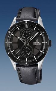 Horlogeband Festina F16841-3 / F16870-1 Leder Zwart 21mm