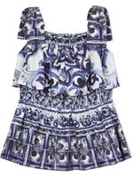 Dolce & Gabbana Kids haut en popeline à imprimé Majolica - Bleu