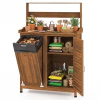 Buitenpotbank met Opbergruimte Houten Tuinwerkplek voor Gazon Achtertuin Tuin