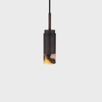 Anour Donya Onyx Cylinder Hanglamp - Gemixte kap - Gebruind koper