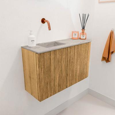 Toiletmeubel Mondiaz Joya Dlux | 71.6 cm | Meubelkleur Oak | Faye wastafel Glace Wasbak Links | Zonder kraangat(en)