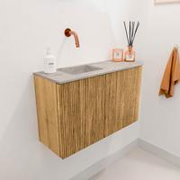 Toiletmeubel Mondiaz Joya Dlux | 71.6 cm | Meubelkleur Oak | Faye wastafel Glace Wasbak Links | Zonder kraangat(en) Toiletmeubel Mondiaz Joya Dlux | 71.6 cm | Meubelkleur Oak | Faye wastafel Glace Wasbak Links | Zonder kraangat(en)