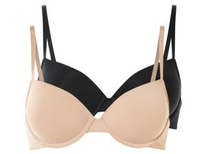 esmara 2 dames T-shirt BH&apos;s (75B, Zwart/beige)