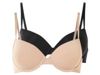 esmara 2 dames T-shirt BH&apos;s (75B, Zwart/beige)