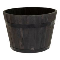 Plantenbak/bloempot - Half Barrel - acacia hout - antraciet- D29 x H18 cm