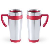 2x stuks rVS thermosbeker/warm houd beker rood 500 ml