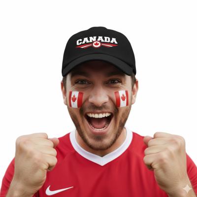 Canada supporters set - baseballcap zwart - met vlag schminkstift - volwassenen - landen