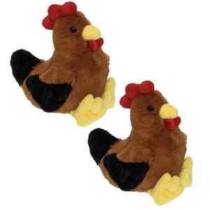 Knuffel kip/haan - 3x - 25 cm - pluche - knuffelkip - knuffelhaan - knuffeldier