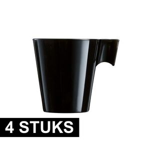 4x Lungo koffie/espresso bekers zwart