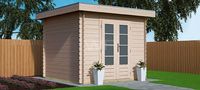 Woodpro Hoorn Tuinhuis 300x300 cm 28 mm vuren blank- Plat dak- Onbehandeld vurenhout- Woodpro