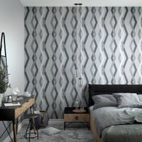 Noordwand behang topchic graphic lines diamonds grijs en zwart Noordwand behang topchic graphic lines diamonds grijs en zwart