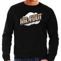 Mr. Fout fun tekst sweater voor heren zwart in 3D effect