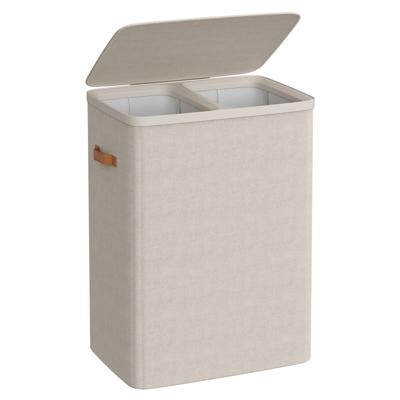 Wasmand met twee compartimenten en uitneembare binnenzakken, Cappuccino Beige / 170 L Wasmand met twee compartimenten en uitneembare binnenzakken, Cappuccino Beige / 170 L