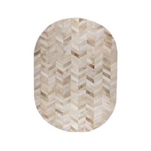 PTMD Joanne Beige cowhair patchwork carpet oval S