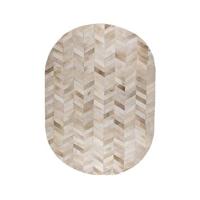 PTMD Joanne Beige cowhair patchwork carpet oval S - thumbnail