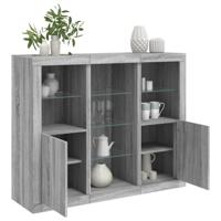 Dressoirs met LED-verlichting 3 st bewerkt hout grijs sonoma