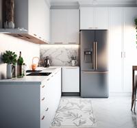 Moderne vinyl vloerkleed Grijze bladeren