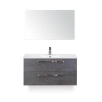 Seville Badmeubelset 100 cm - Beton Antraciet - Keramische Wastafel Wit Enjoy - met Spiegel
