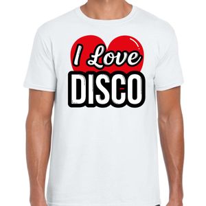 I love disco verkleed t-shirt wit voor heren - Disco party verkleed outfit 2XL  -