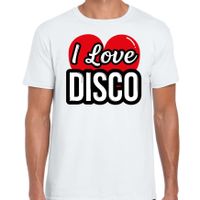 I love disco verkleed t-shirt wit voor heren - Disco party verkleed outfit 2XL  - - thumbnail