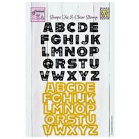 Nellie's Choice • shape dies & clear stamp scandinavisch alfabet hoofdletter 26st.