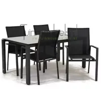 Tuinstoel Delia zwart hoge rug met GOA HPL 160 cm licht grijs