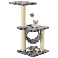 VidaXL Kattenkrabpaal met sisal krabpalen 65 cm pootafdrukken grijs VidaXL Kattenkrabpaal met sisal krabpalen 65 cm pootafdrukken grijs