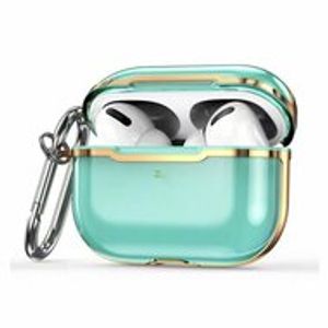 AirPods Pro / AirPods Pro 2 hoesje - TPU - Split series - Groen + Goud (transparant)