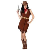 Cowgirl/Western verkleed jurkje met franjes voor dames - thumbnail