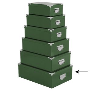 5Five Opbergdoos/box - 3x - groen - L48 x B33.5 x H16 cm - Stevig karton - Greenbox