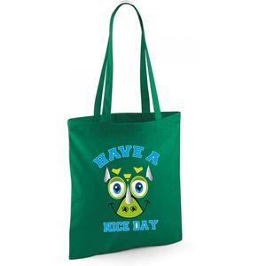 Schoudertas jongens - dinosaurus - groen - have a nice day - 42 x 38 cm - shopper/tote bag