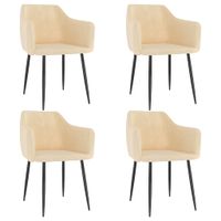 vidaXL Eetkamerstoelen 4 st fluweel crèmekleurig - thumbnail