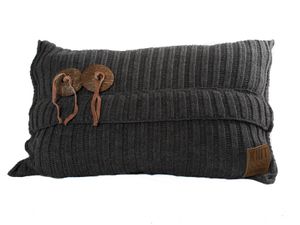 Aran kussen 60 x 40 antraciet