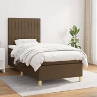 Boxspring met matras stof donkerbruin 90x190 cm