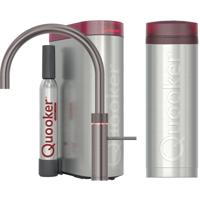 Quooker Fusion Round Keukenkraan Set - Kokend Warm- en Koud Water - Gunmetal - Inclusief PRO3 Reservoir & CUBE - Direct Gekoeld Bruisend Water
