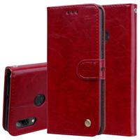 Business stijl olie Wax textuur horizontale Flip lederen case voor Huawei P Smart 2019 met houder & kaartsleuven & portemonnee (rood)